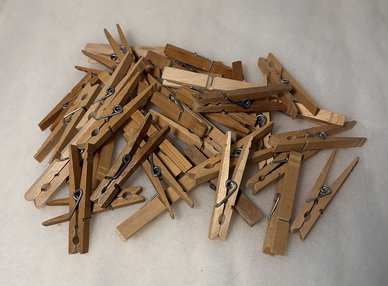 50 Clothes Pin Lot Vintage Round Top and Wire Spring Mixed Patina 2.75” - 4”
