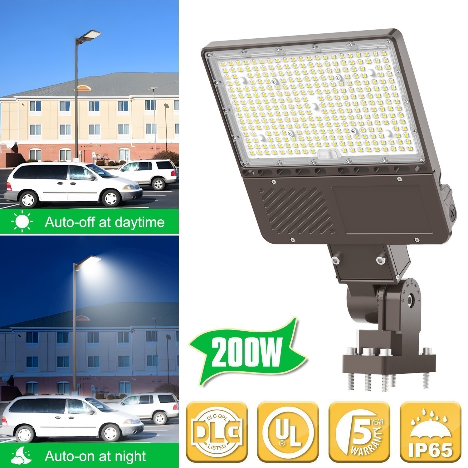 200W Led Parking Lot Light 28000Lumens Shoebox Light with Dusk to Dawn Photocell