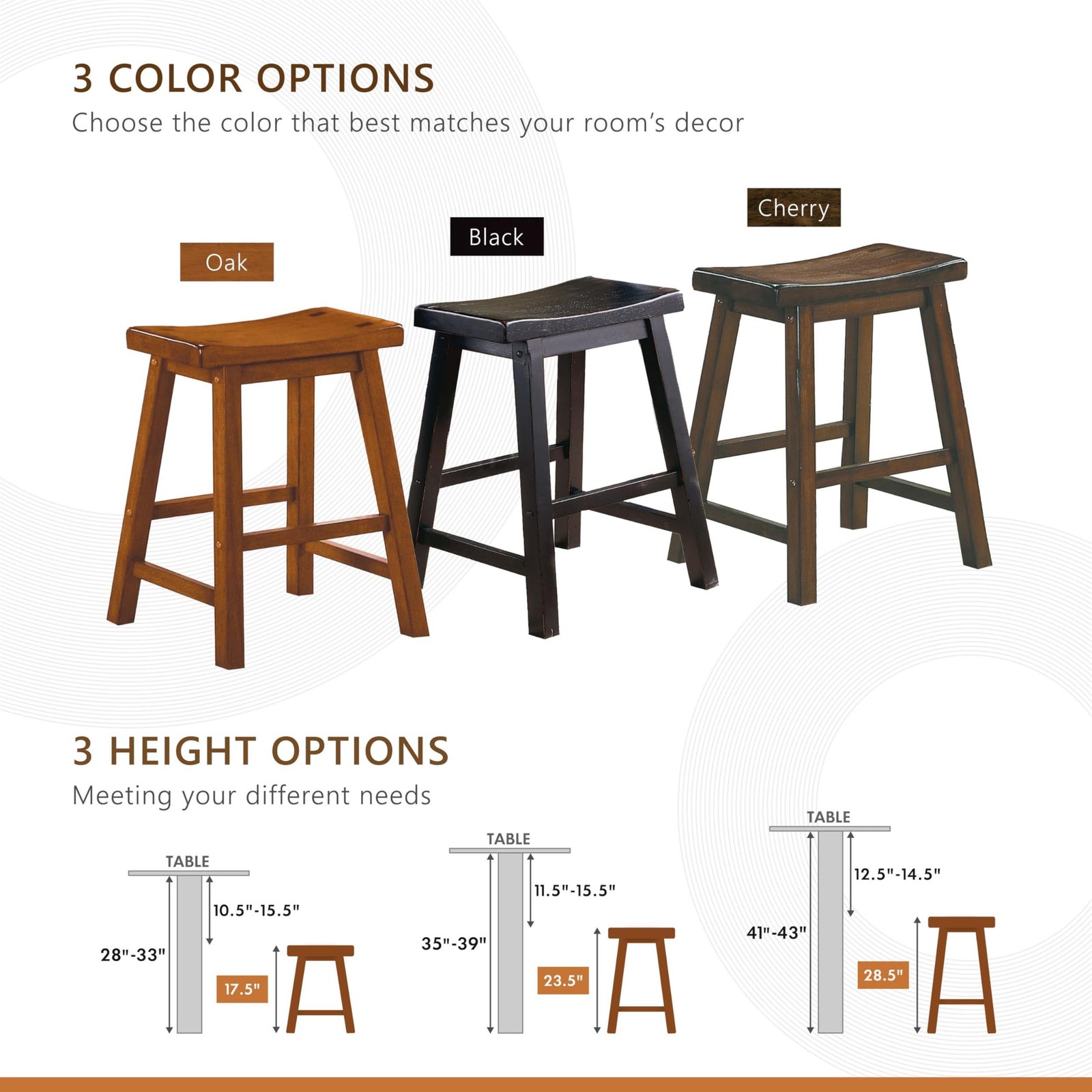 Lexicon Saddleback 18" Solid Wood Dining Stool in Oak (Set of 2)