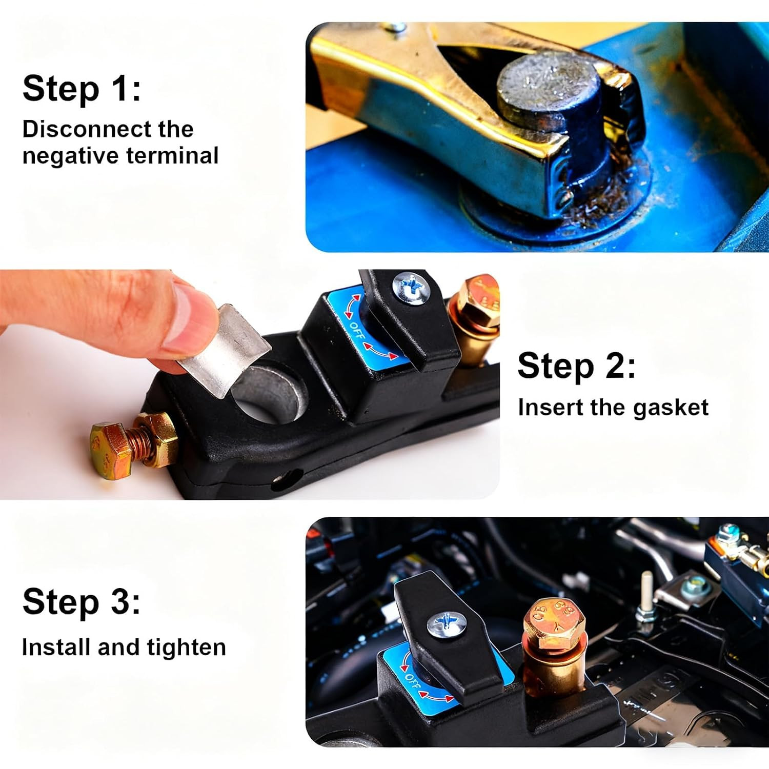 Top Post Battery Disconnect Switch 12V-48V Battery Kill Switch Negative On/Off B