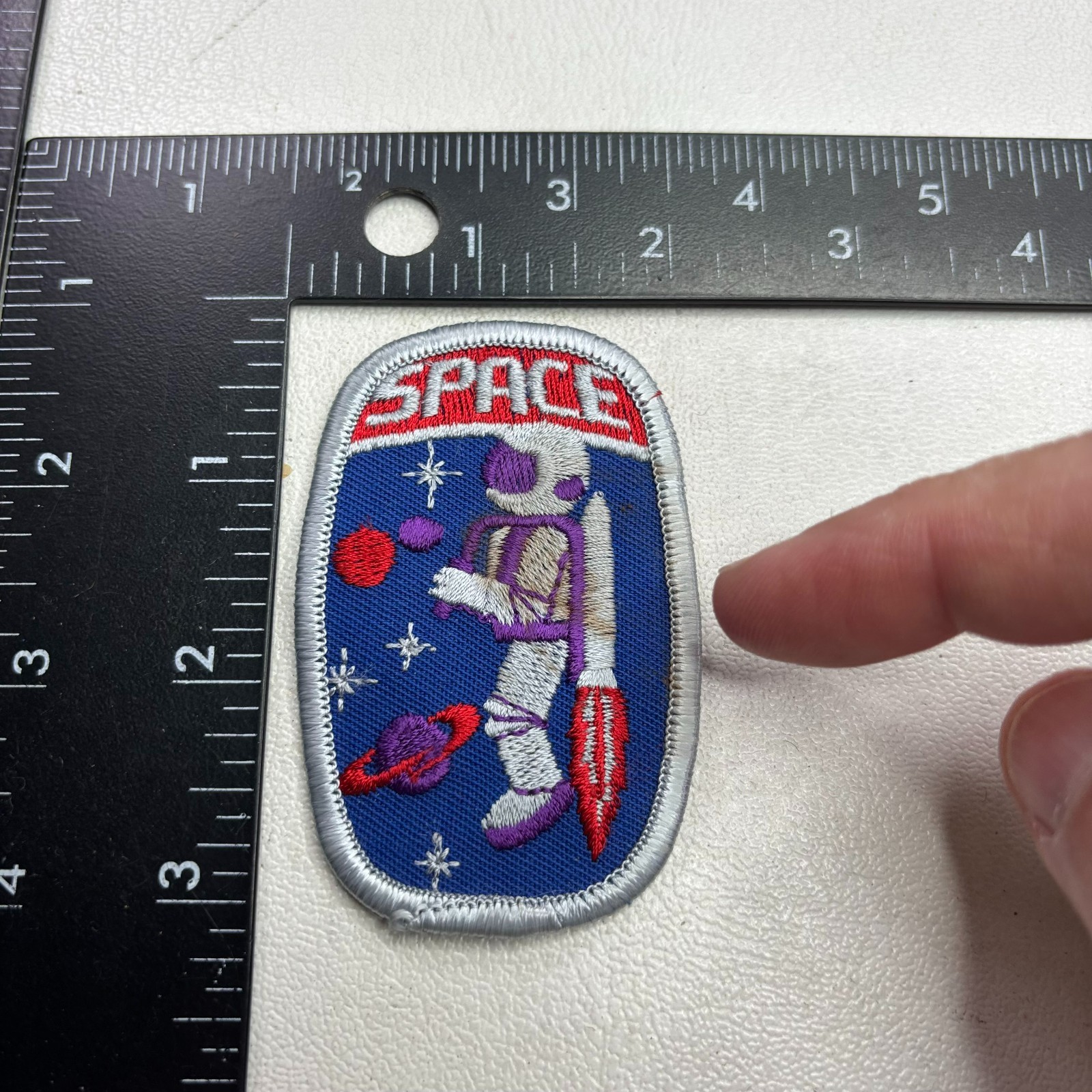 As-Is-Stained OUTER SPACE ASTRONAUT ROCKET Patch 57SQ