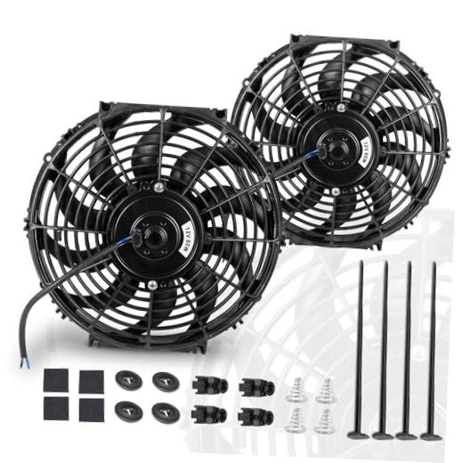 12 Inch 12” Black Universal Electric Radiator Slim Fan 12V 80W High 12” 2PCS