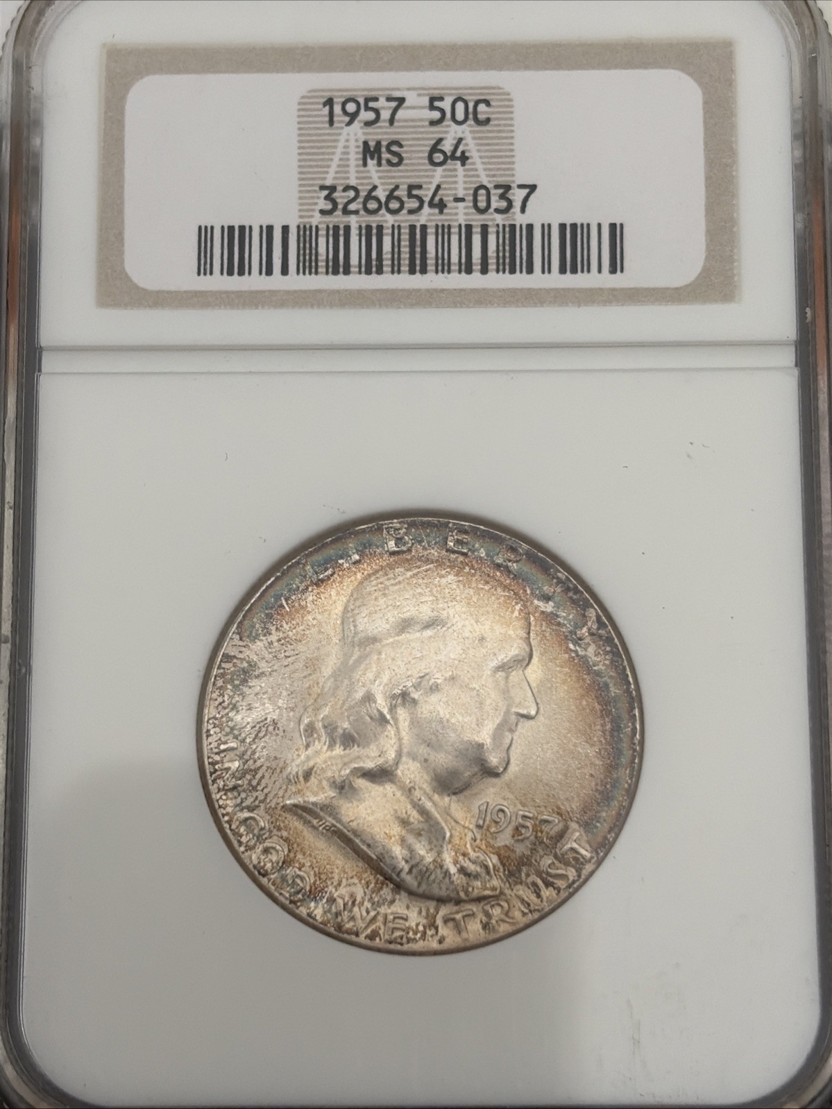 1957 50c NGC MS 64 Franklin Half Dollar Silver Coin