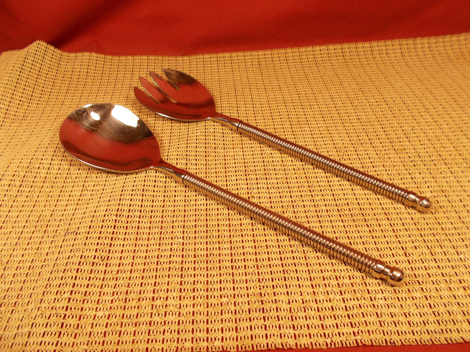 New Age by Amici Stainless Flatware 2 piece Salad Serving Set 10 1/8"