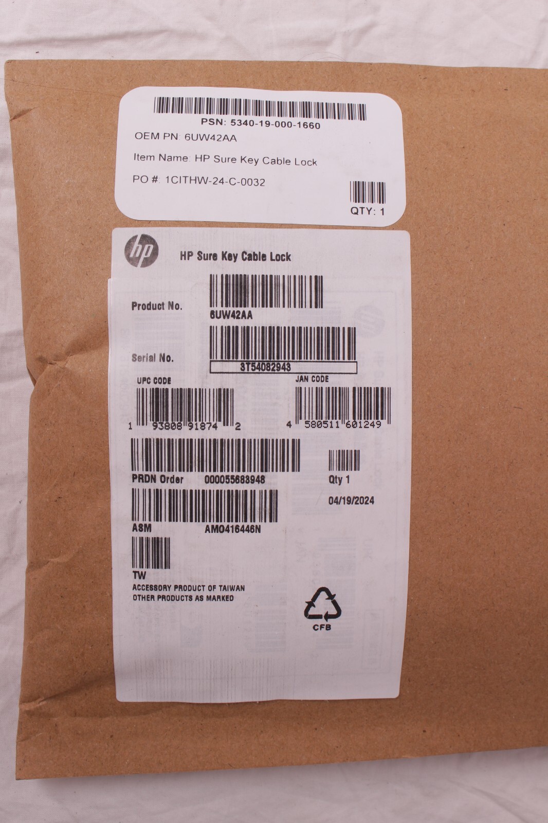 HP Sure Key Cable lock - 6UW42AA - NEW