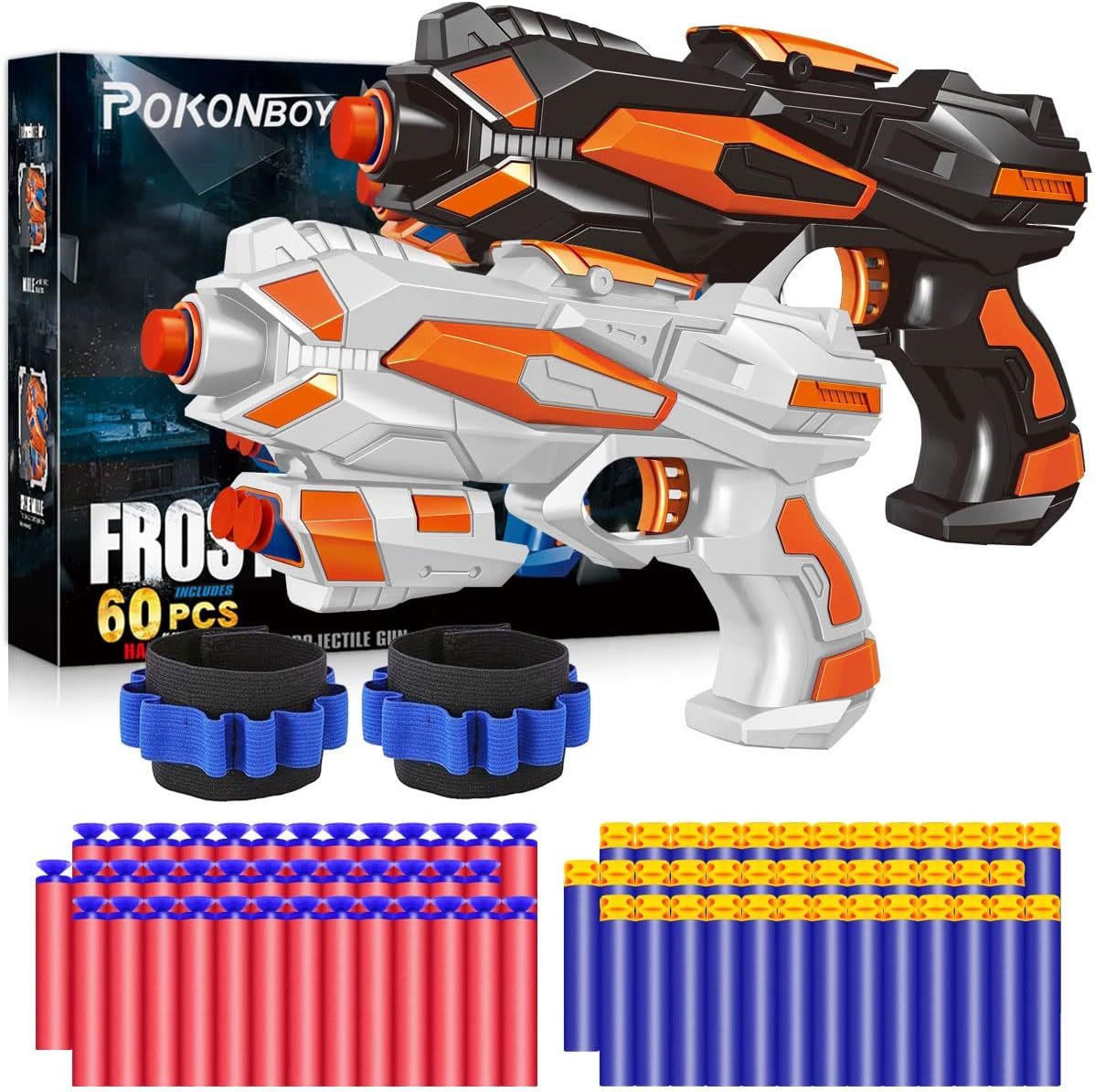 2 Pack Blaster Guns Toy Guns for Boys Girls with 60 PCS Refill Soft Foam Darts 2