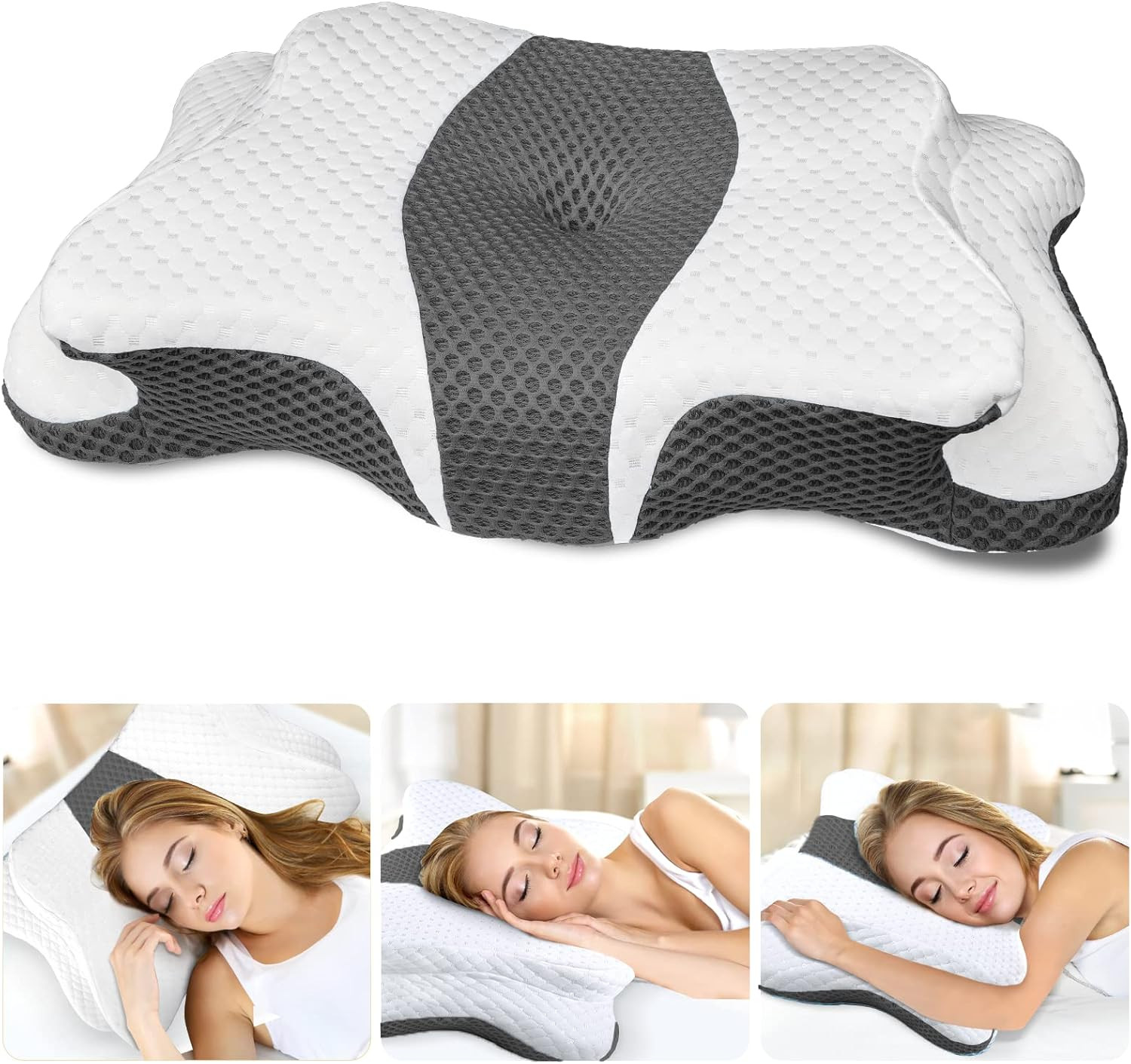 Cervical Neck Pillow for Pain Relief Sleeping, Memory Foam Pillows, Ergonomic Si