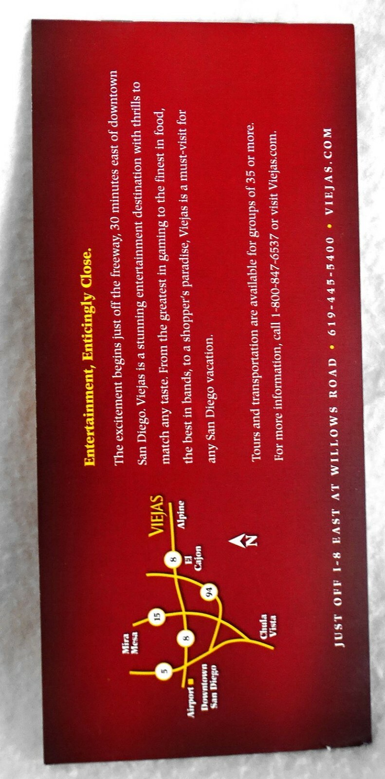 Viejas Casino Brochure San Diego CA