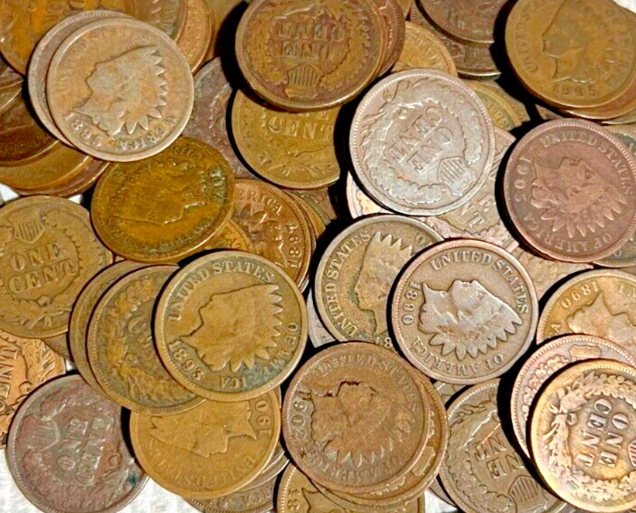 Indian Head Pennies 1800s-1900s coper Cent Full readable date Random