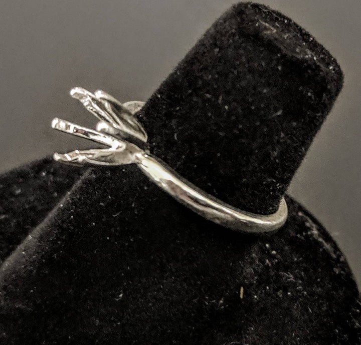 4 mm Round 6 Prong Ring, Solid Sterling Silver, Pre-Notched Size 5.5