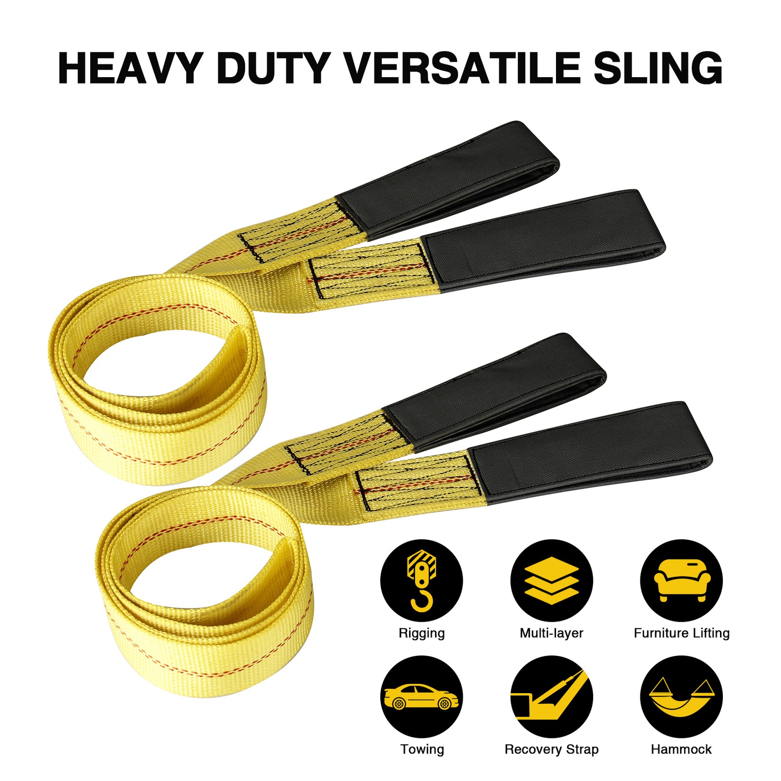 Heavy Duty Nylon 6' x 2" Flat Lifting Sling Strap Eye Polyester Webbing 9000LBS