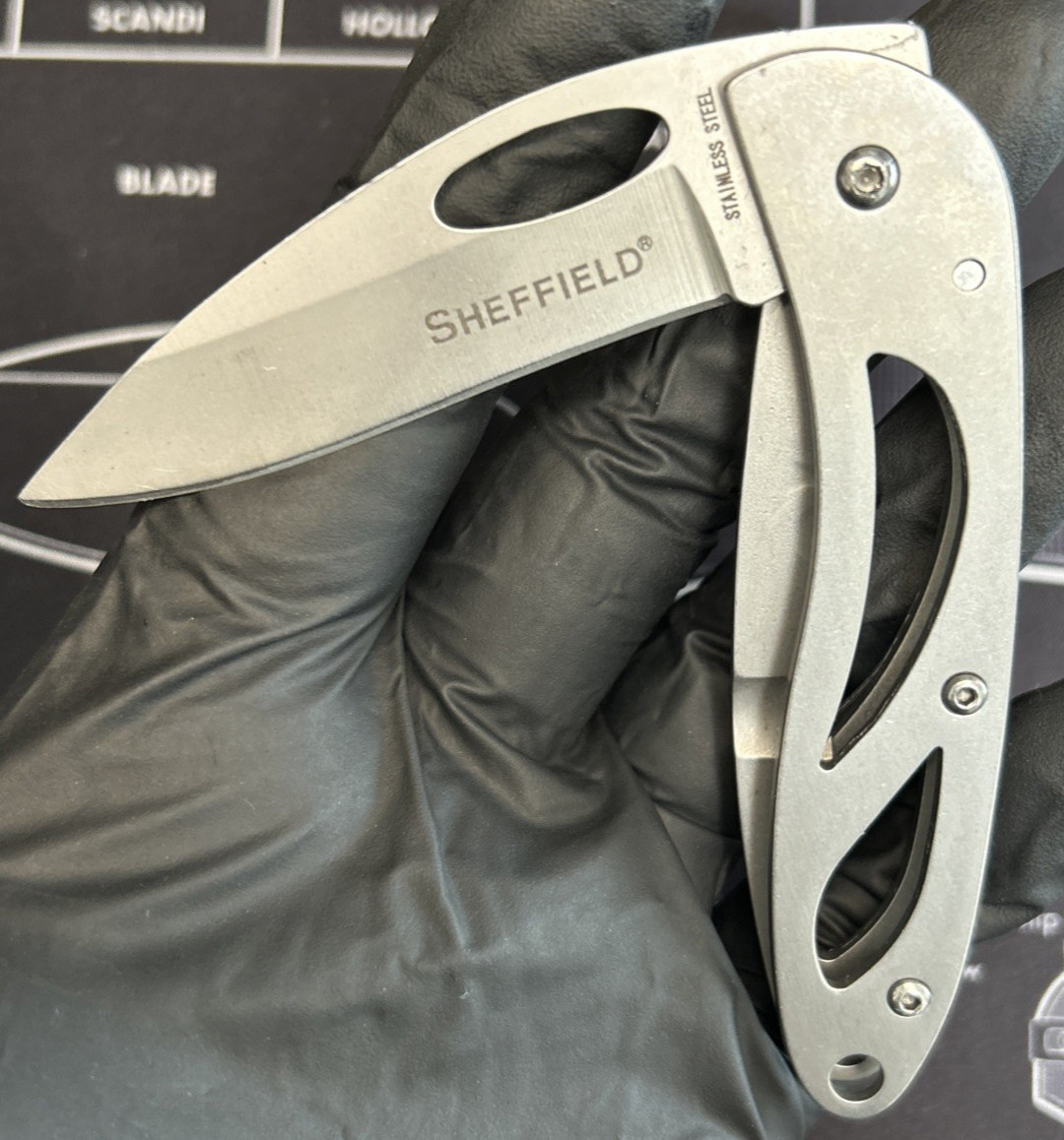 Sheffield Folding Pocket Knife 2.5" Plain Edge SS Blade & Handle VGUC W/Clip