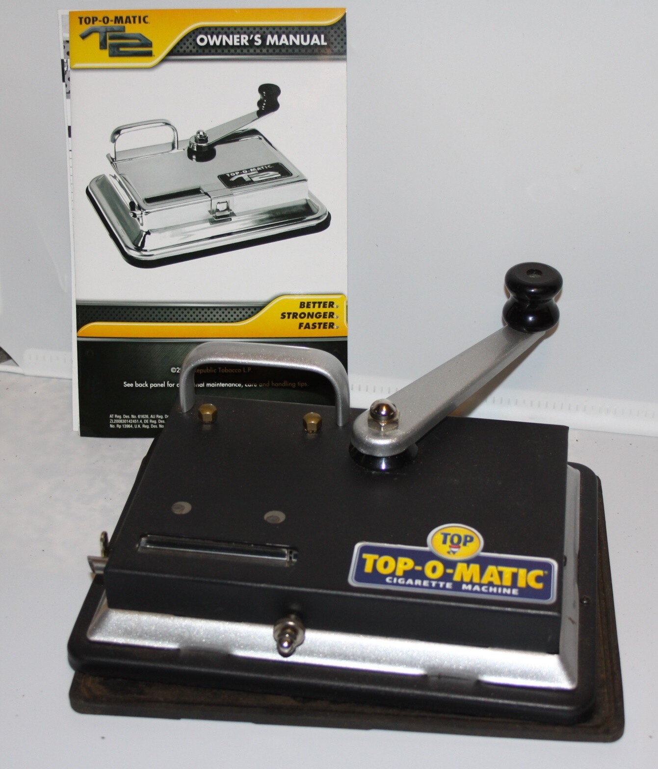 Top-O-Matic cigarette roller machine, nice, with papers