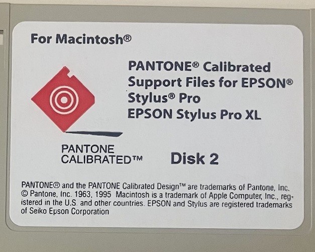 Pantone Calibrated Support Files Epson Stylus Pro XL Mac 2 Disk Set 1995