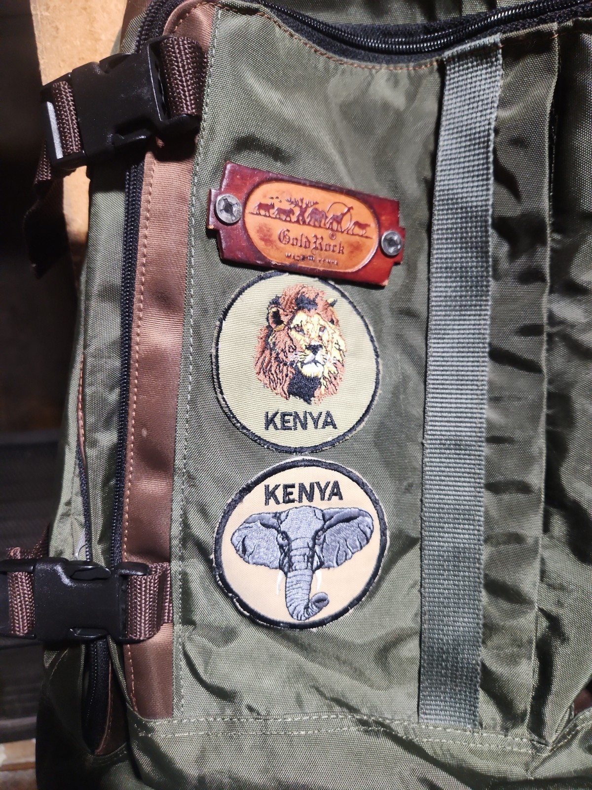 Green Padded Backpack With Kenya Patches