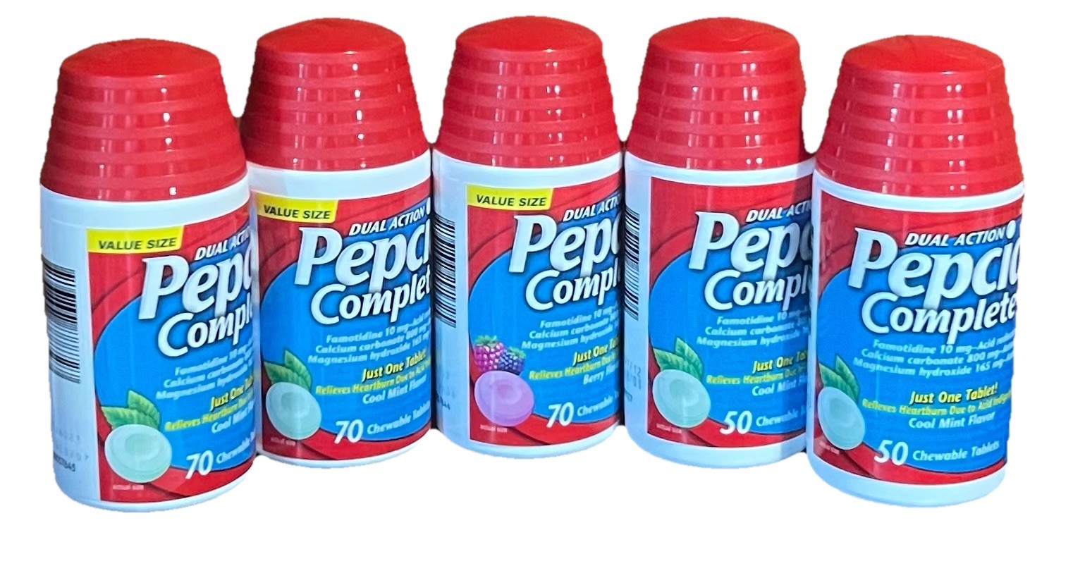 Lot of 5 Pepcid Complete Dual Action 310 Chewable Tabs Mint +Berry Exp 2028