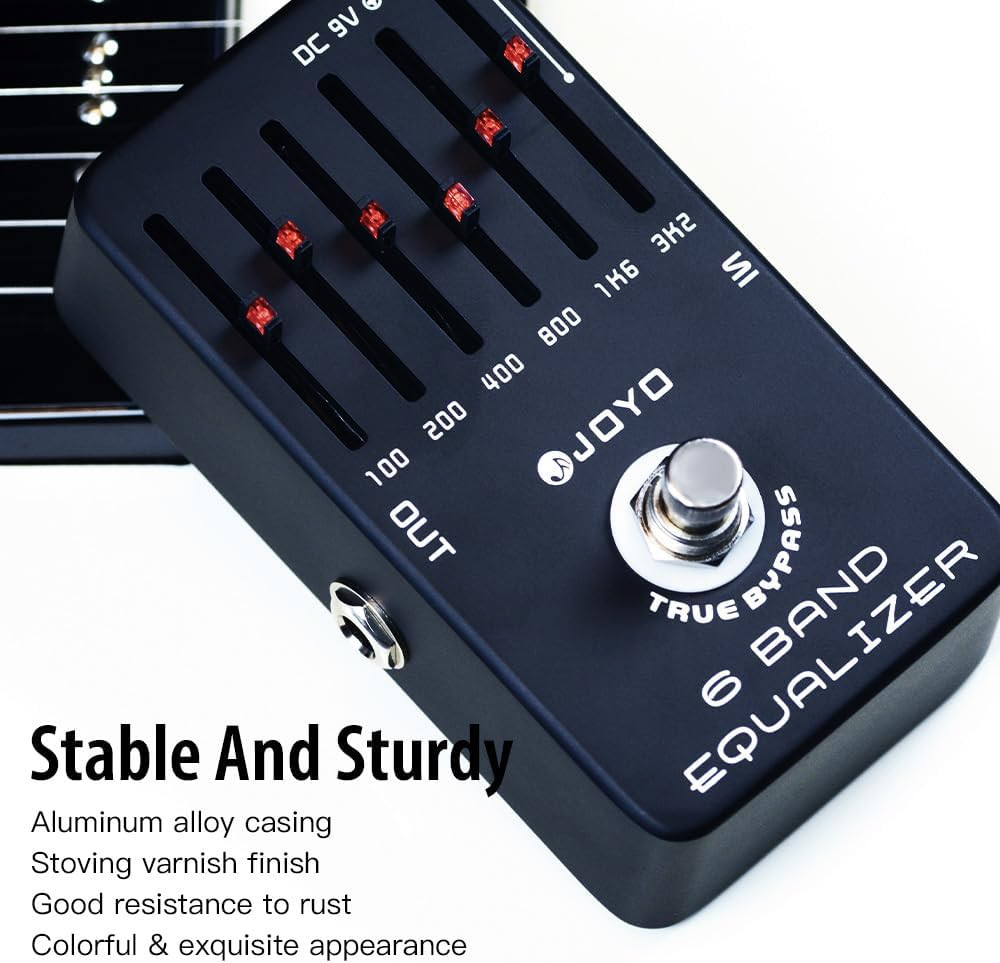 6-Band EQ Pedal Electric Guitar Equalizer (100Hz 200Hz 400Hz 800Hz 1.6Khz 3.2Khz