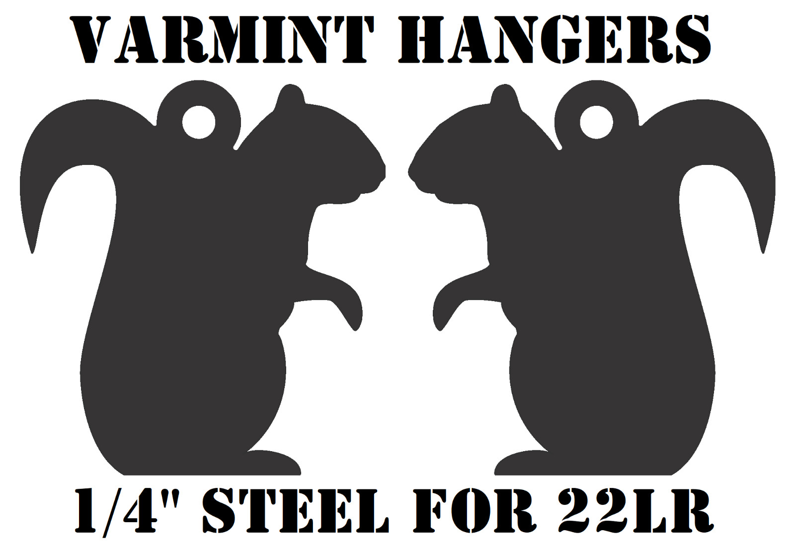 1/4" 22LR Steel Shooting Targets 2pc Squirrel Varmint/Animal Silhouette Hangers