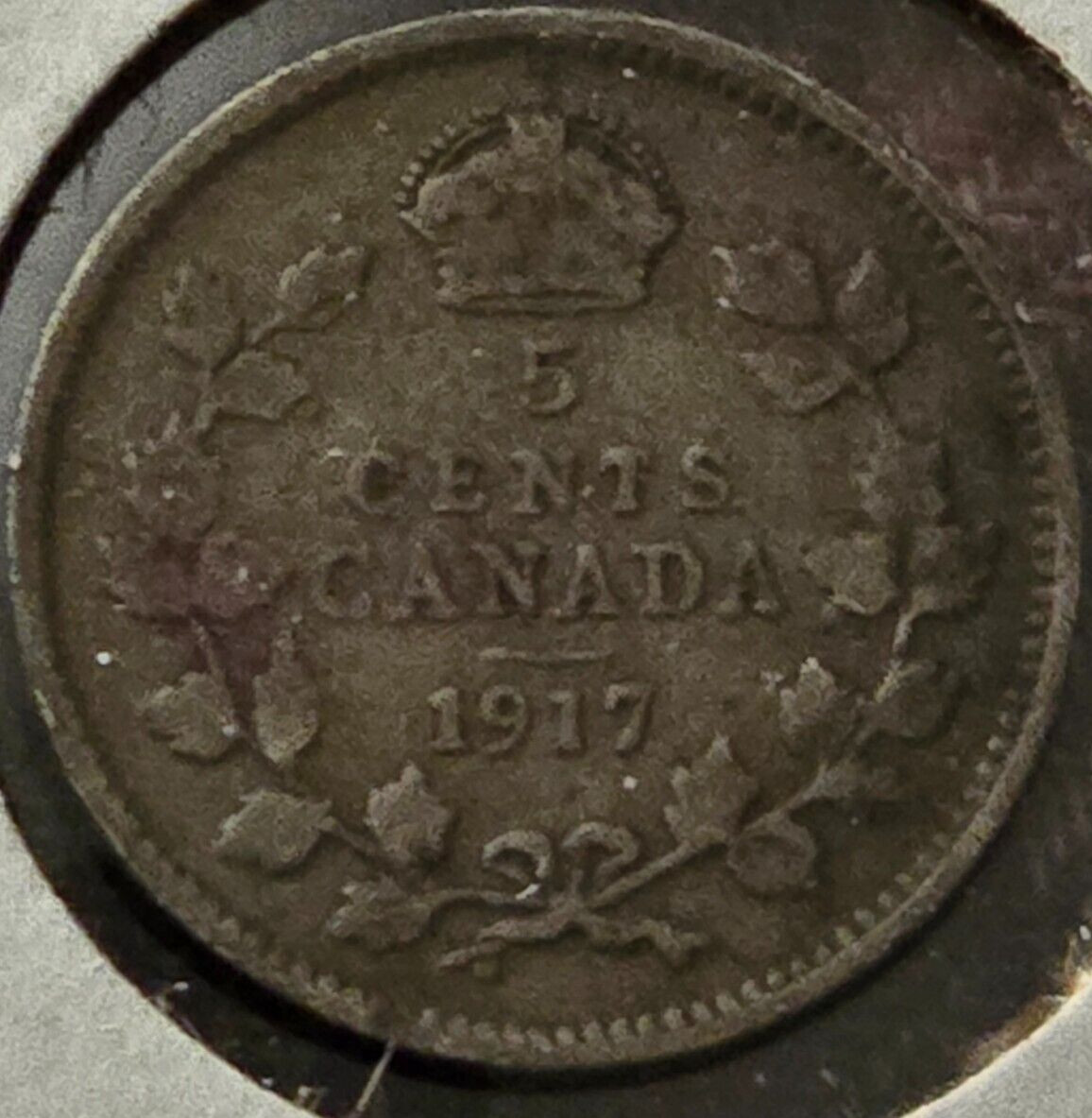 1917 Canada 5c Five Cents 0.925 Silver Coin Canada King George - Collector Gem!