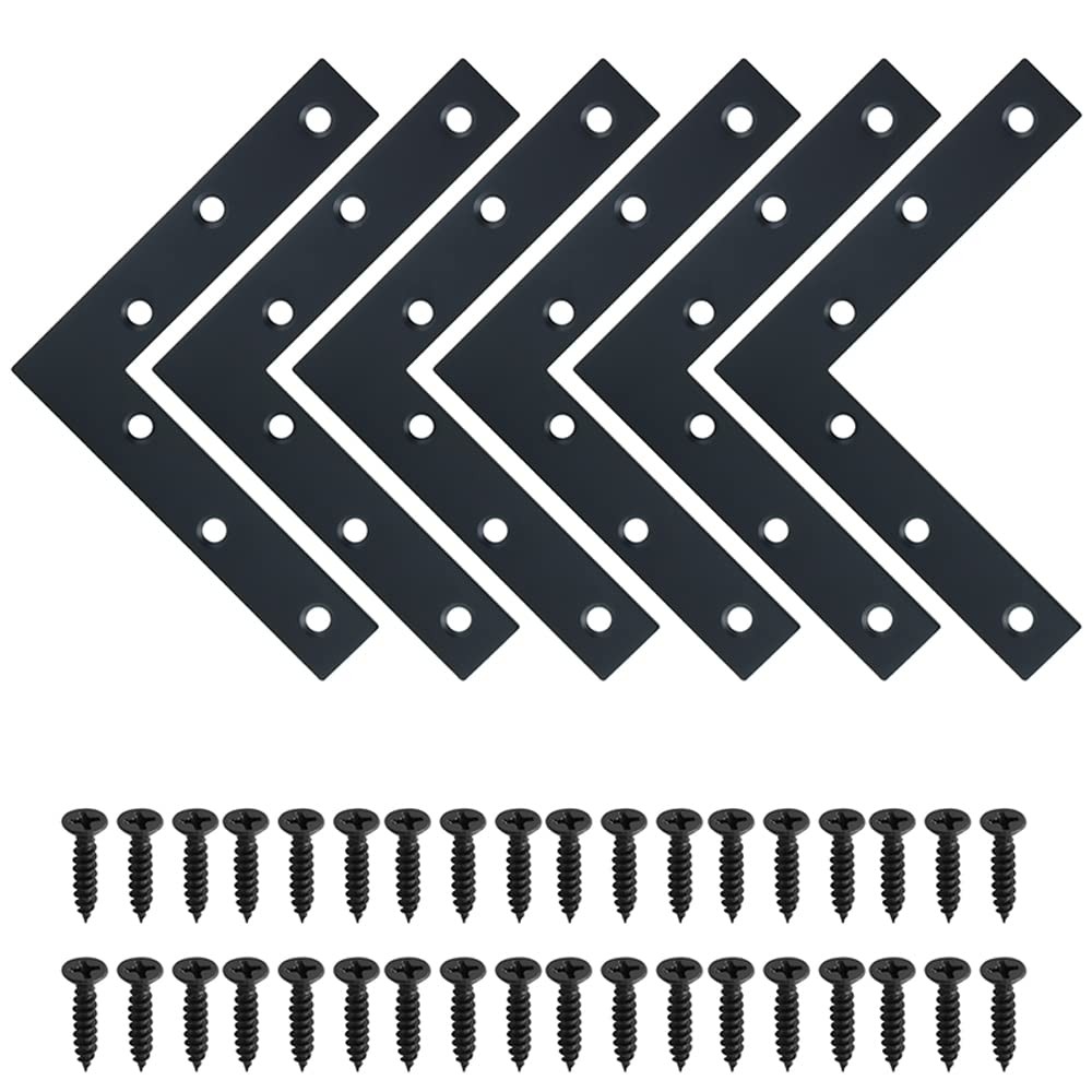 SAYAYO L Brace, 120x120mm / 5" x Metal L Mending 120x120mm-6pcs, Black
