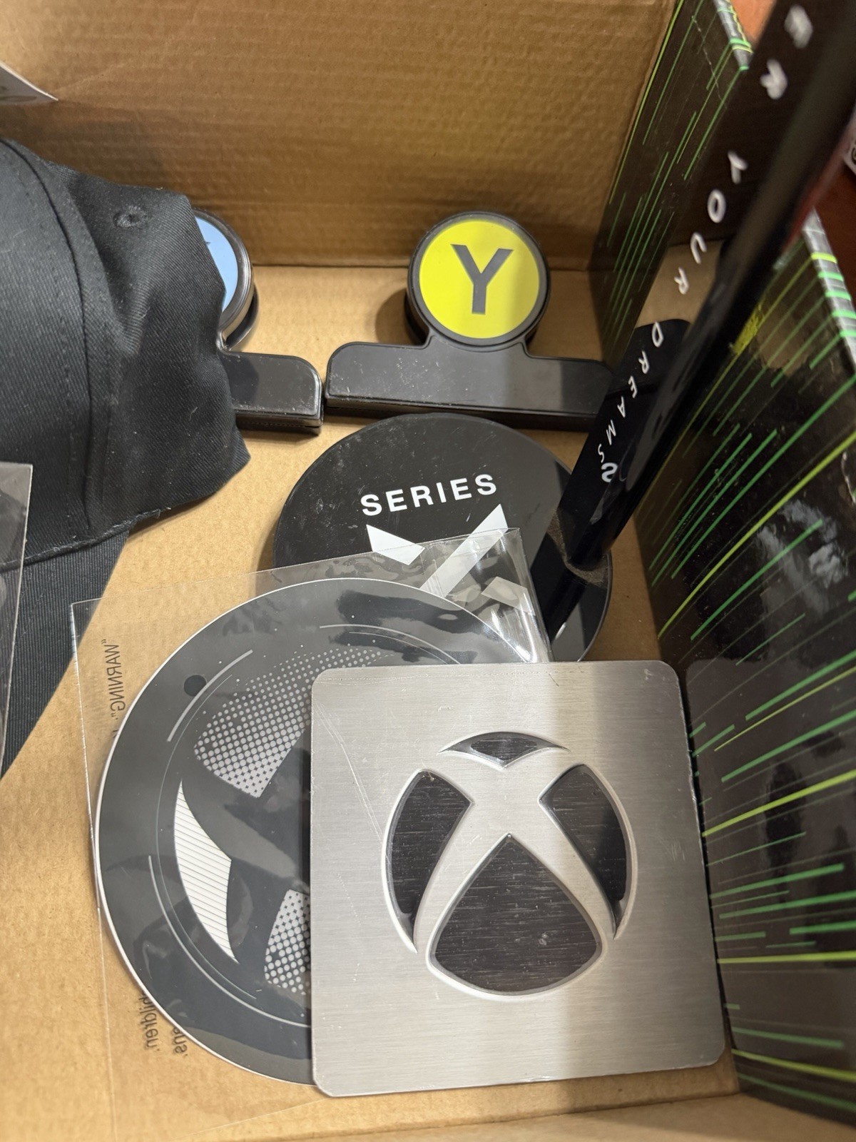 Xbox Official Gear Bundle Hat Headset Stand Pins Coaster Accessories Lot