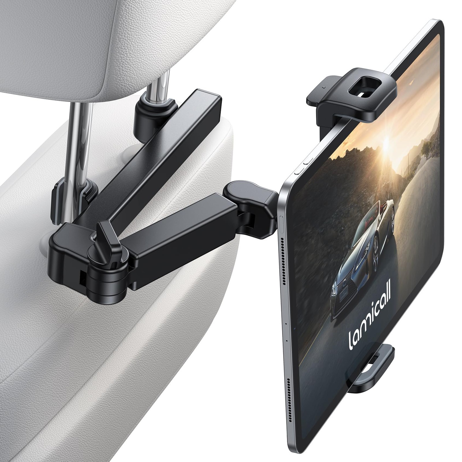 Lamicall Car Headrest Tablet Holder - [3 in 1 5.9 x 8.7 x 2.5 inches, Black