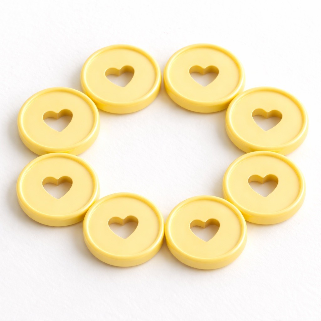 Mini Discbound Planner Discs Yellow Plastic Heart Cutout Set of 8 Happy Planner
