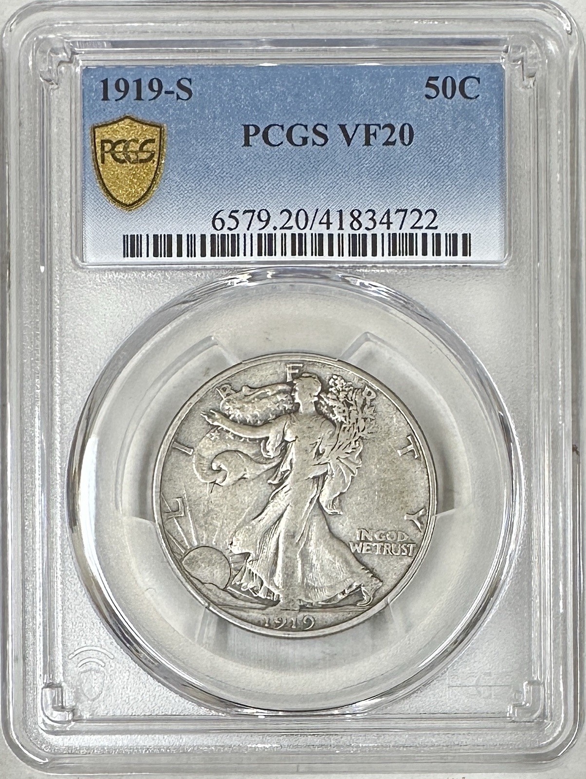 1919 S WALKING LIBERTY HALF DOLLAR PCGS VF20