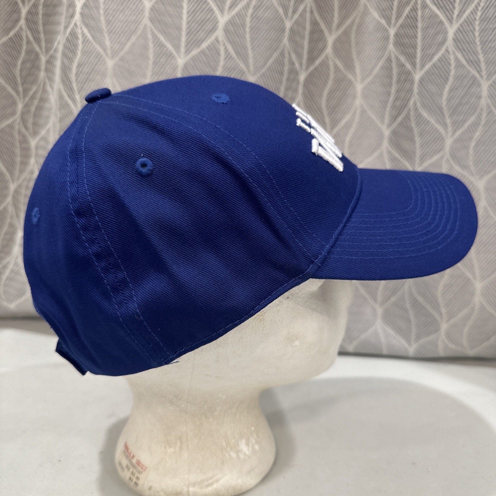 Timber Wolf Hat Cap Royal Blue with White Letters Cancer Warning Tag Hook Loop