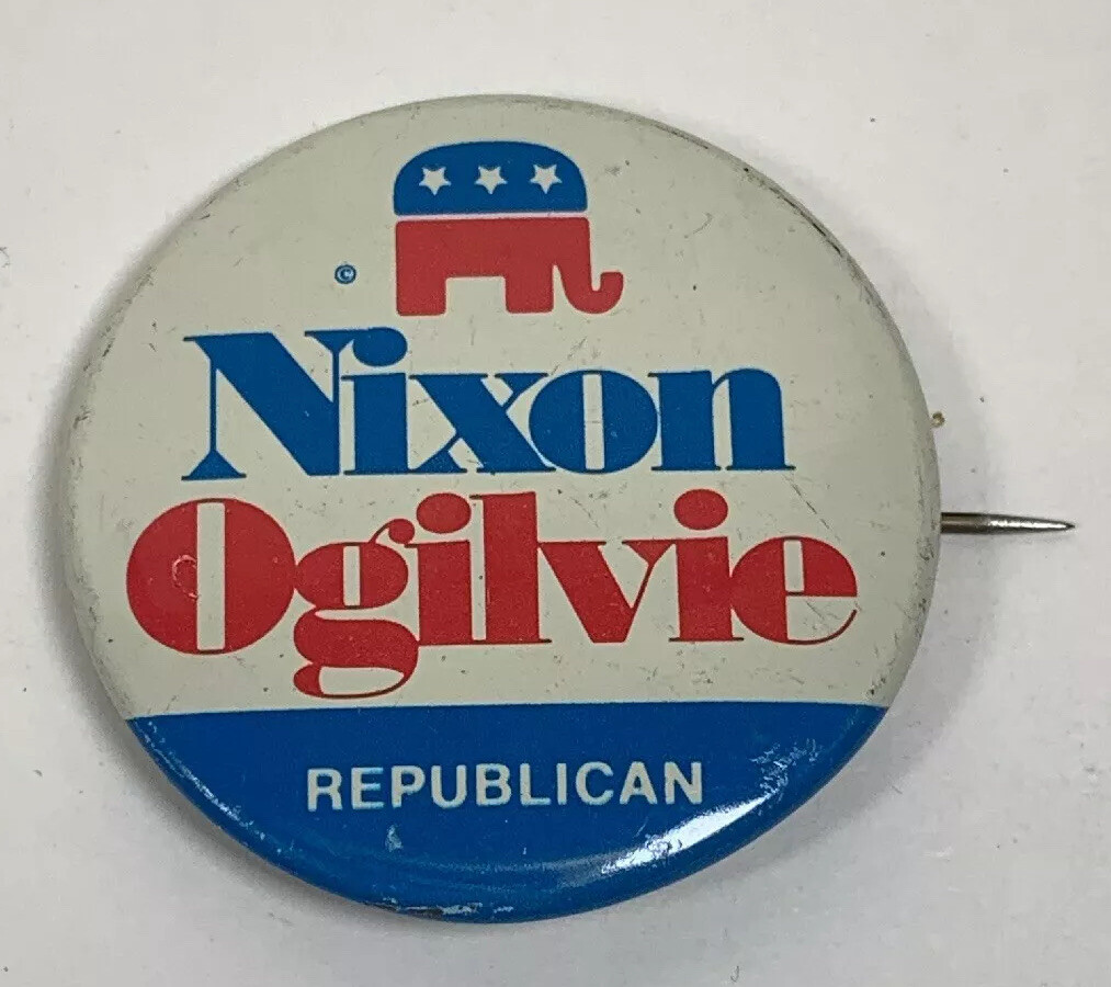 Nixon Ogilvie 1972 Campaign Button Presidential Vote Original