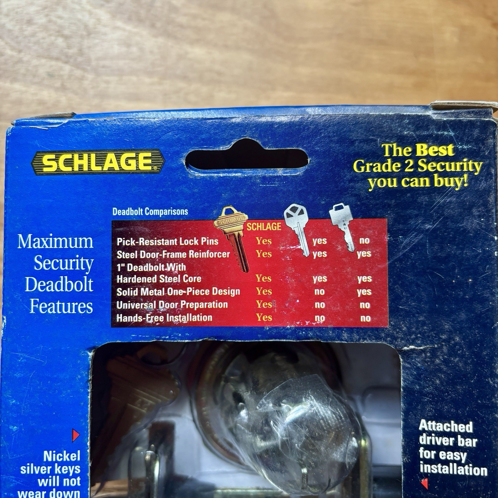Schlage Deadbolt Maximum Security Lock Set Antique Brass Grade 2 Security New!!