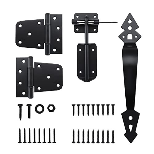 Heavy Duty Gate Hardware Kit, with Adjustable Gate Latch, 3.5" T-Strap Gate
