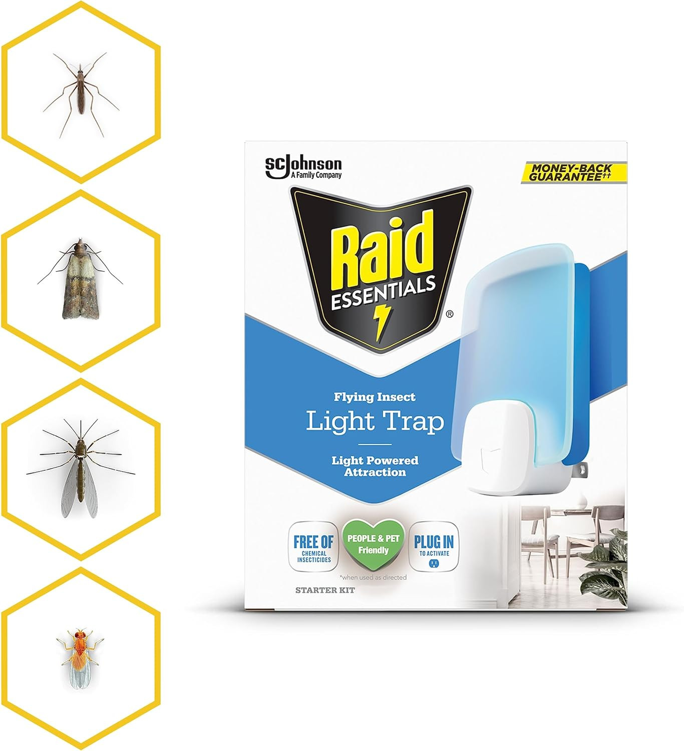 Essentials Flying Insect Light Trap Refills, 2 Light Trap Refill Cartridges, Fea