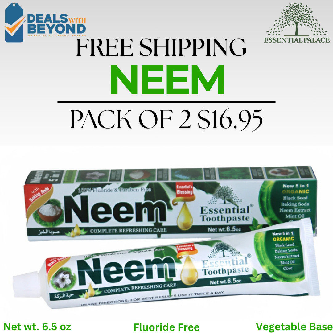 2 Pack Neem Toothpaste 5 in 1 Essential Palace 100% Fluoride Free Vegetable Base