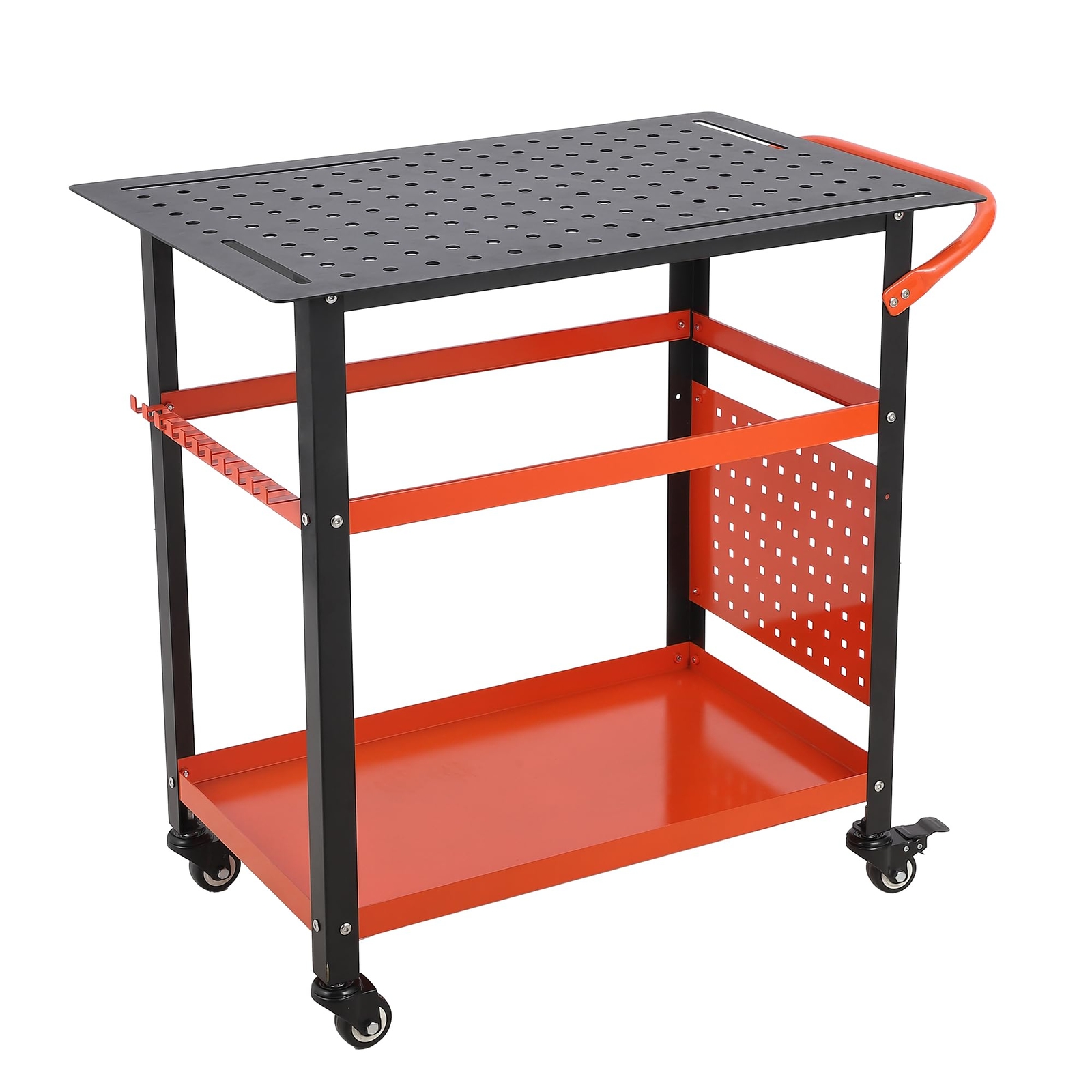 600lb Load Carbon Steel Mobile Workbench Welding Sawing Table Storage Board