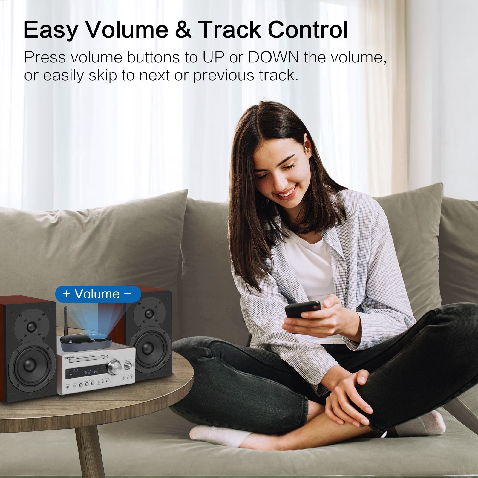 SIMOLIO Long Range Bluetooth Audio Adapter,Home Stereo/Wired Speakers/Amplifier