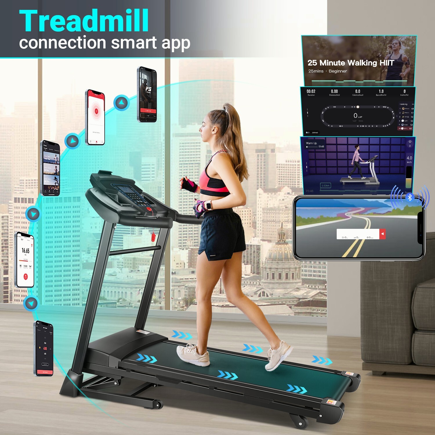 Treadmill with 15% Incline 3.25HP Strong Motor Electric Folding Exercise Machine