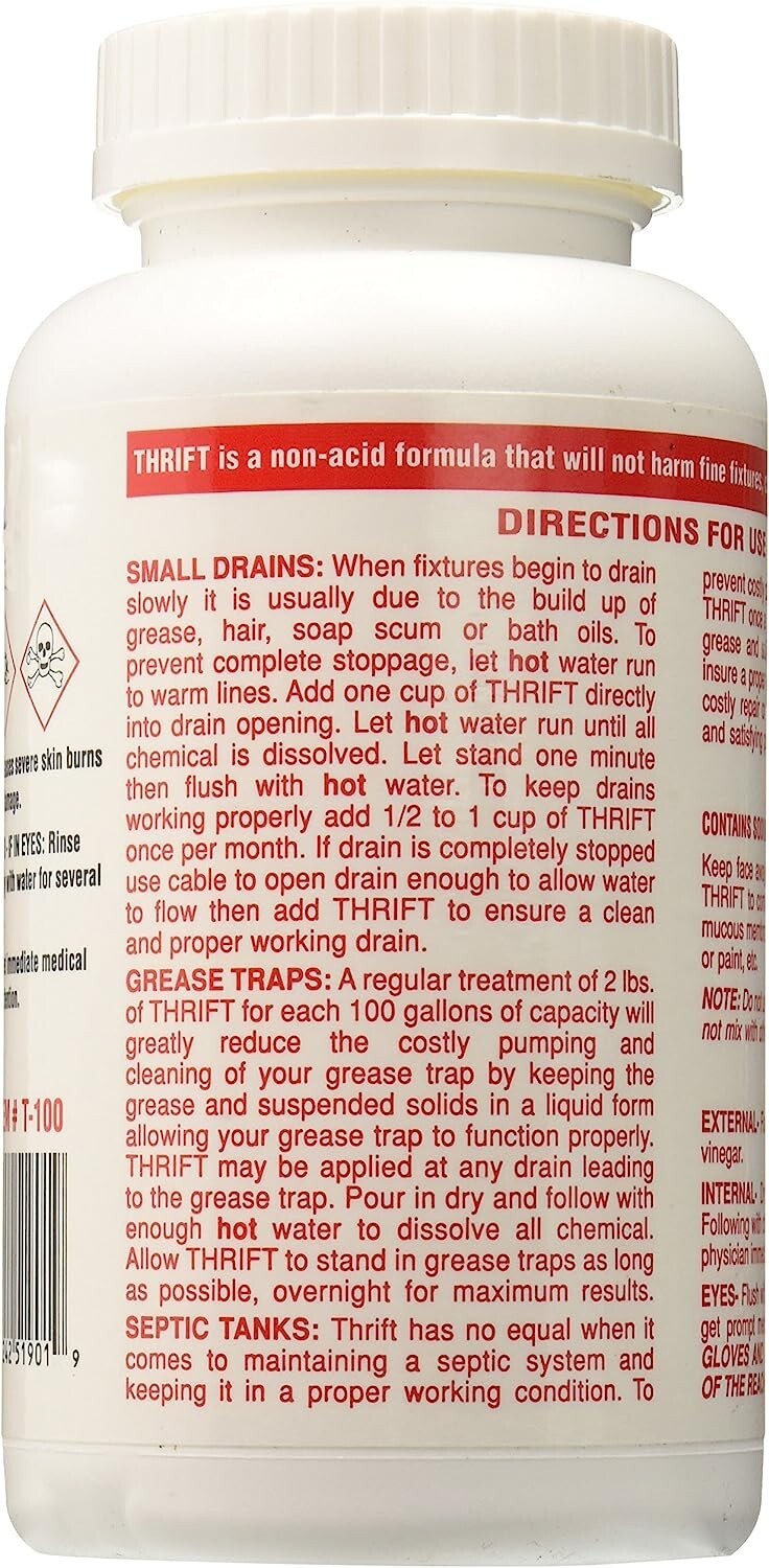 Thrift T-100 Alkaline Based 1-Pound Granular Drain Cleaner (1 lb)