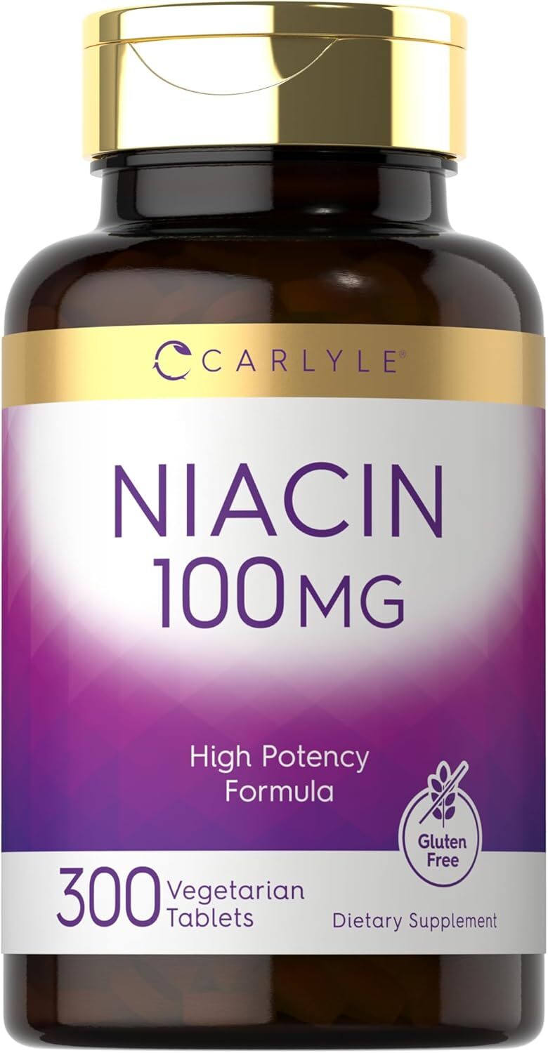 Niacin 100mg | 300 Vegetarian Tablets | Non-GMO, Gluten Free | by Carlyle