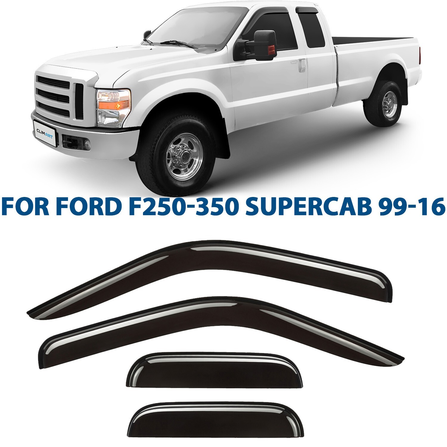 Rain Guards Vent Visors Shade for 1999-2016 Ford F-250 SuperCab