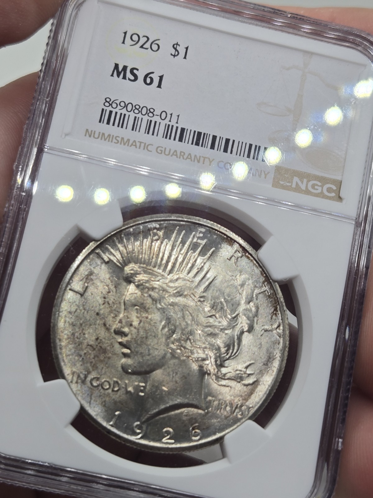 1926 Peace Silver Dollar Philadelphia NGC MS61 Nicely Toned