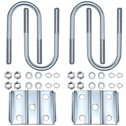 1Set Trailer U Bolt Kit for 3500 lbs 2-3/8" Round Axle, 6-1/4" 4pcs U-bolts Kit