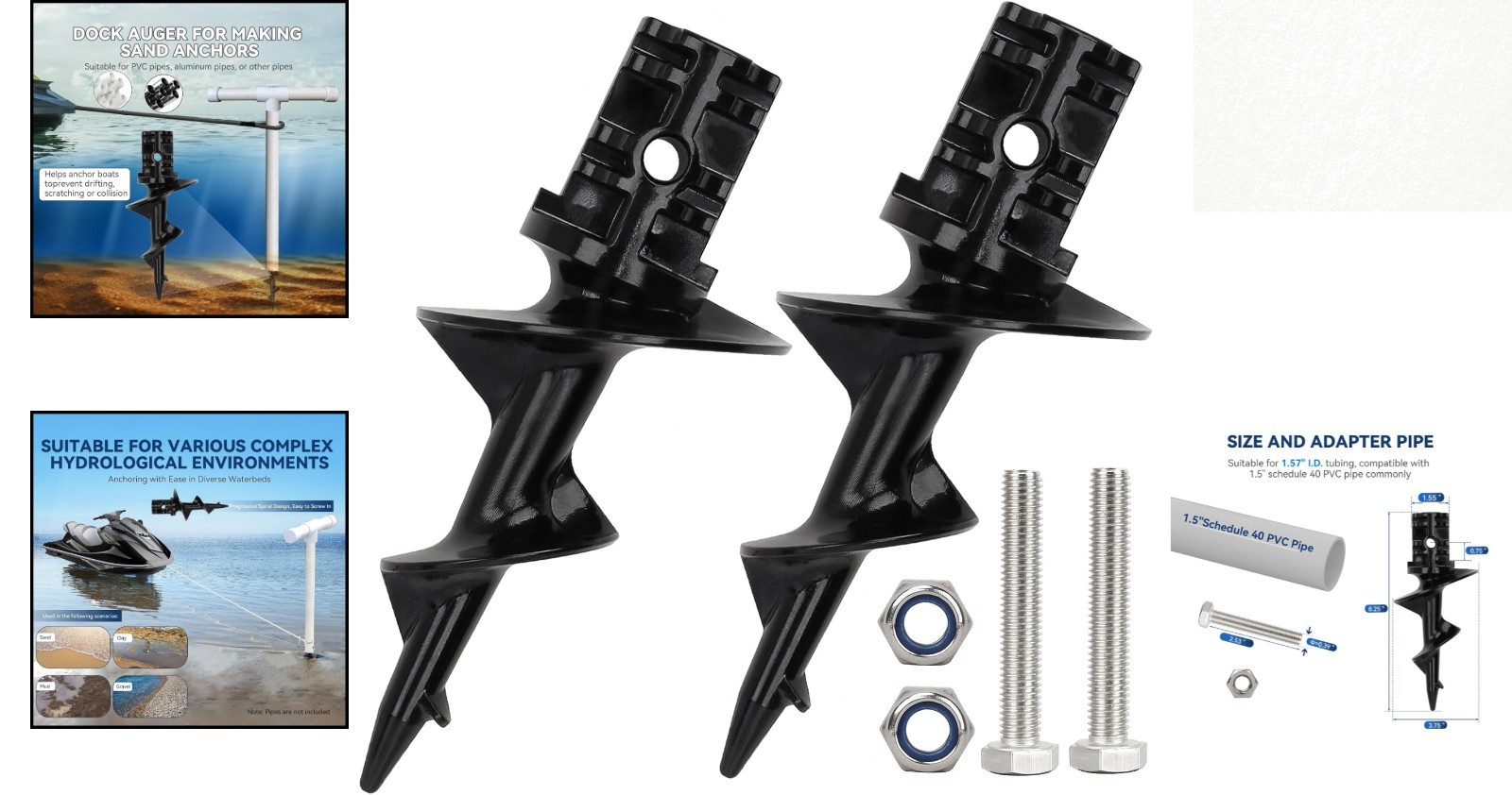 Compact and Durable Dock Sand Anchor for Secure Boat Mooring – 2 Pack