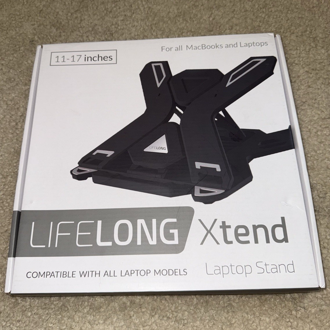 LIFELONG Xtend Adjustable Foldable 360 Anti-Slip Laptop Stand 11-17" Black