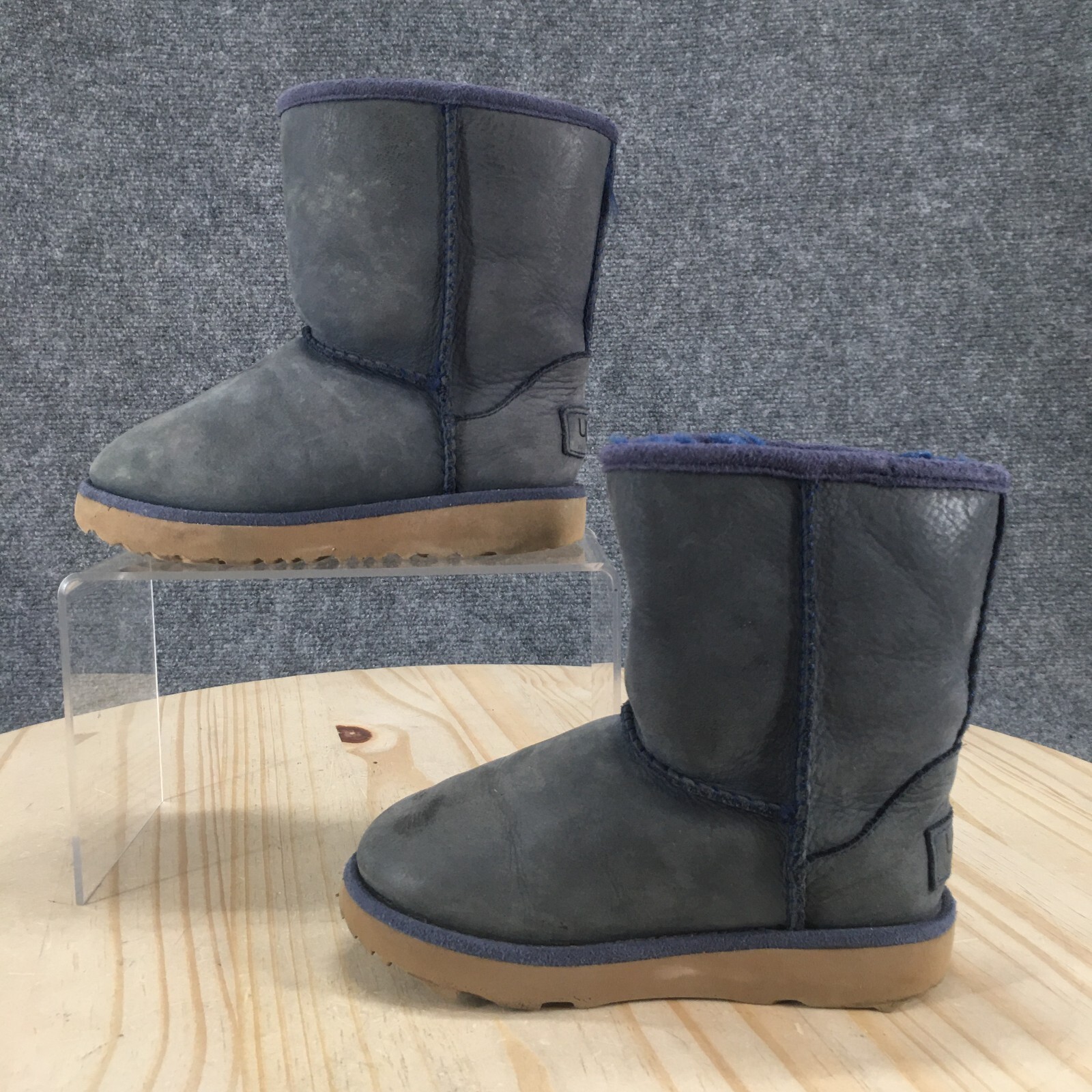 UGG Boots Children 9 Classic Mini Shearling Blue Pull On Ankle Top SN 101964