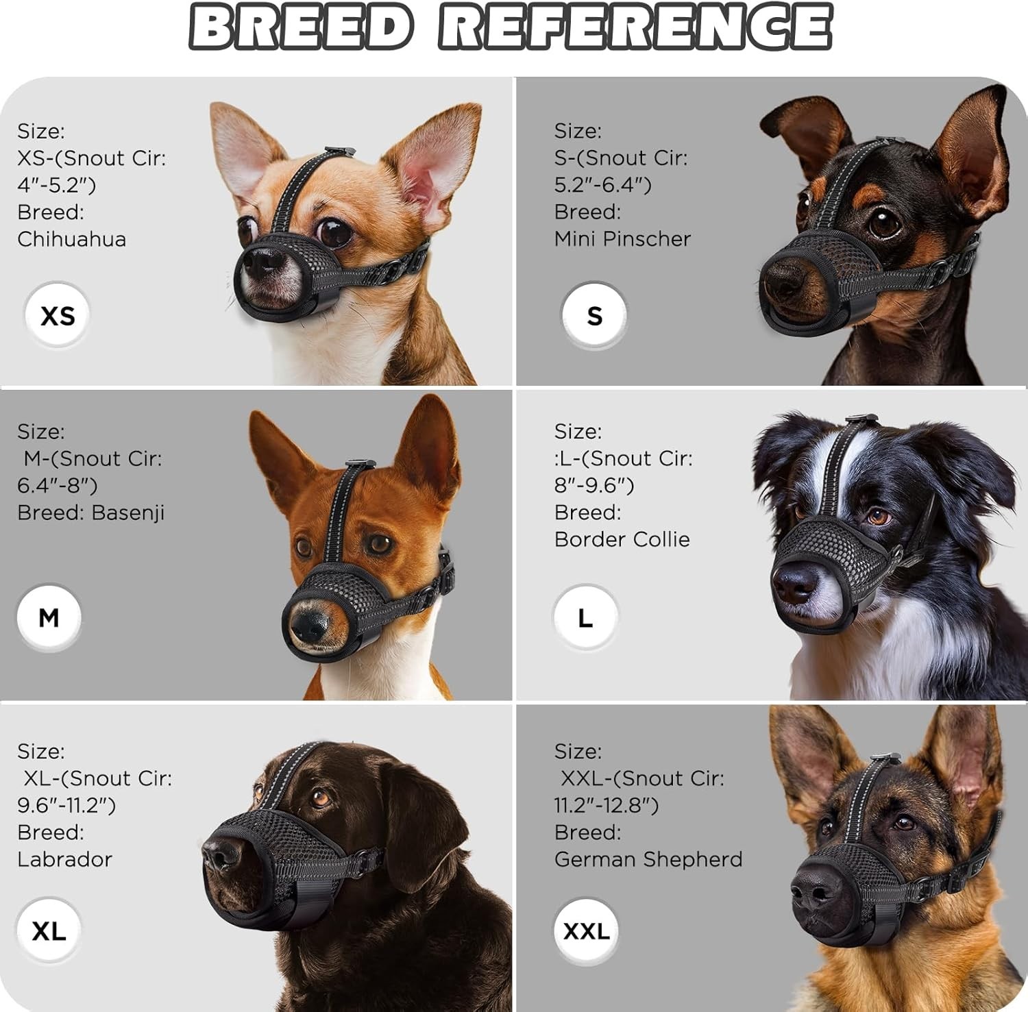 Pet Dog Breathable Nylon Muzzle Adjustable Anti-lick /Biting, Black XL