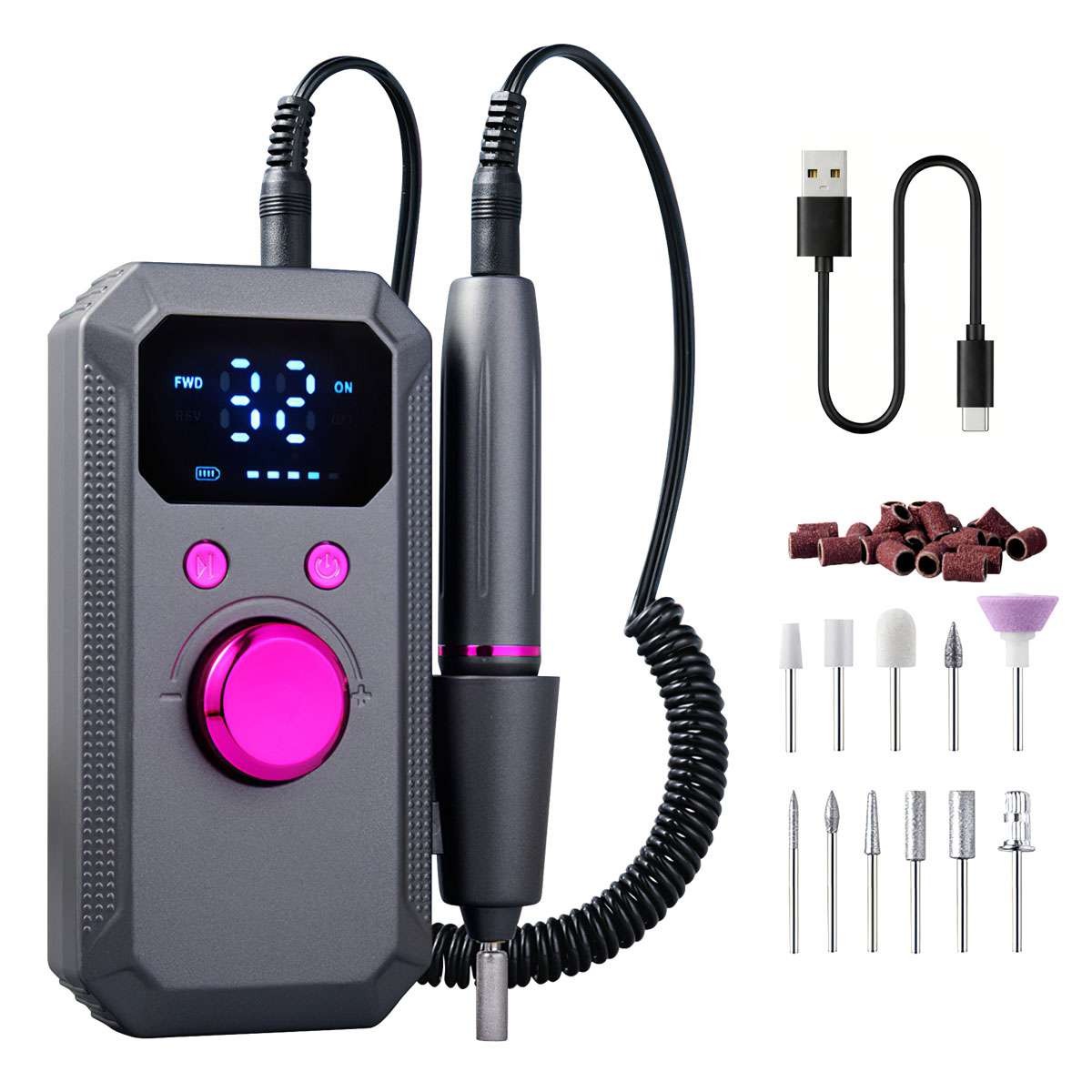 Professional Brushless Electrical Nail Drill Portable Rechargeable Tool US