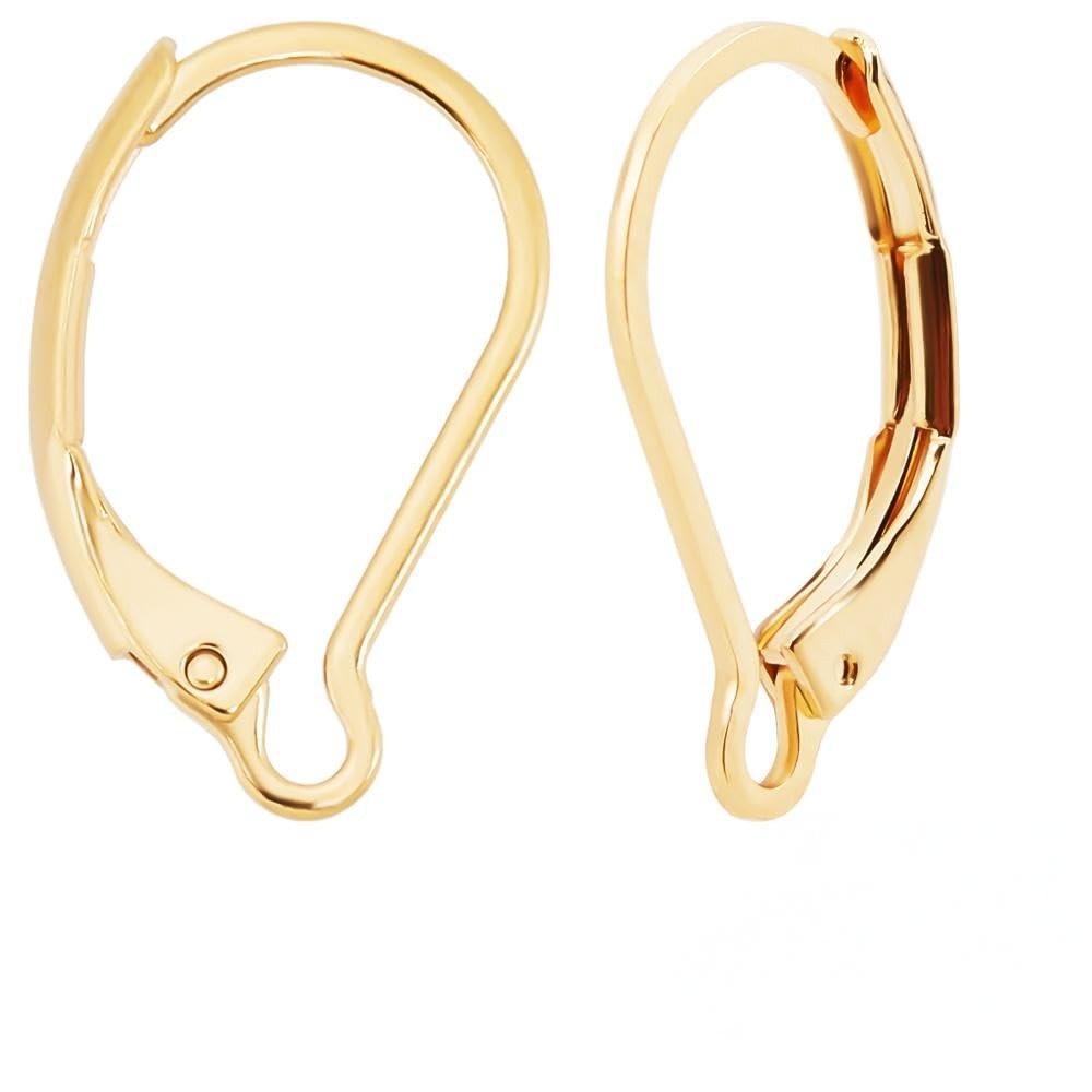 Beebeecraft 20pcs Leverback Earring Hooks 24K Gold Plated DIY Kit Set