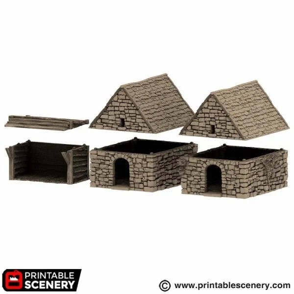 Small Rustic Barns FDM 3D Printed Tabletop Terrain Historical Game DND (28mm)