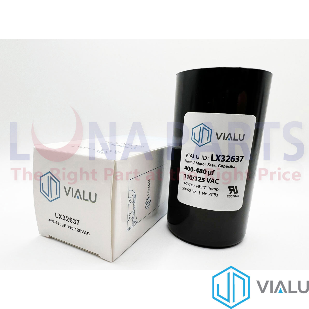VIALU - 400-480 uf/MFD 110-125 VAC volts Round Start Capacitor 50/60 Hz
